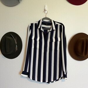 Ann Taylor Poly Striped Blouse